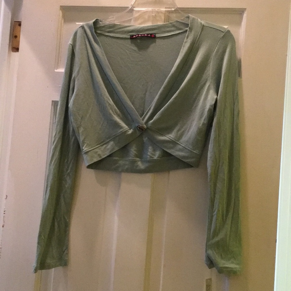 Marisa K sage green shrug